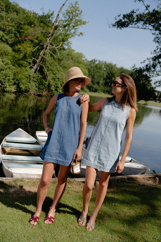 Les Jumelles Amelia sleeveless dress dark blue denim