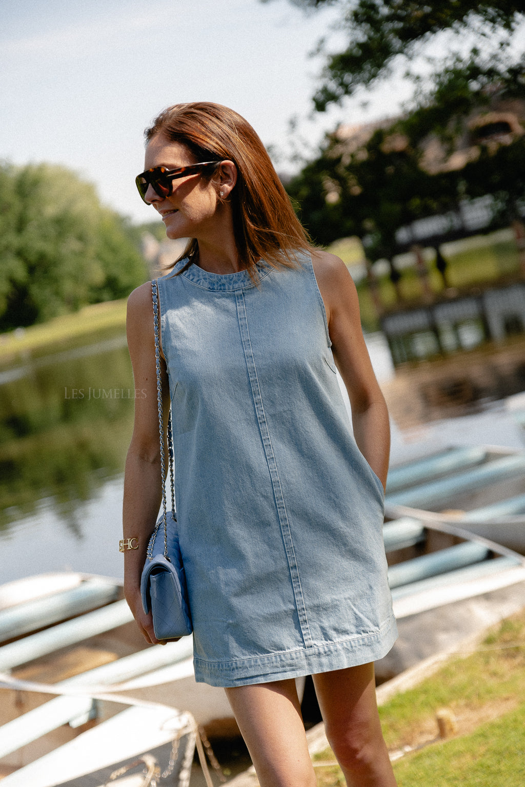 Amelia sleeveless dress light blue denim