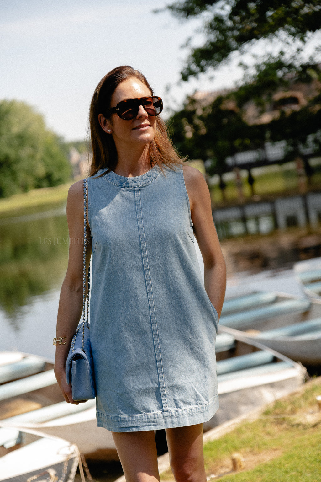 Amelia sleeveless dress light blue denim