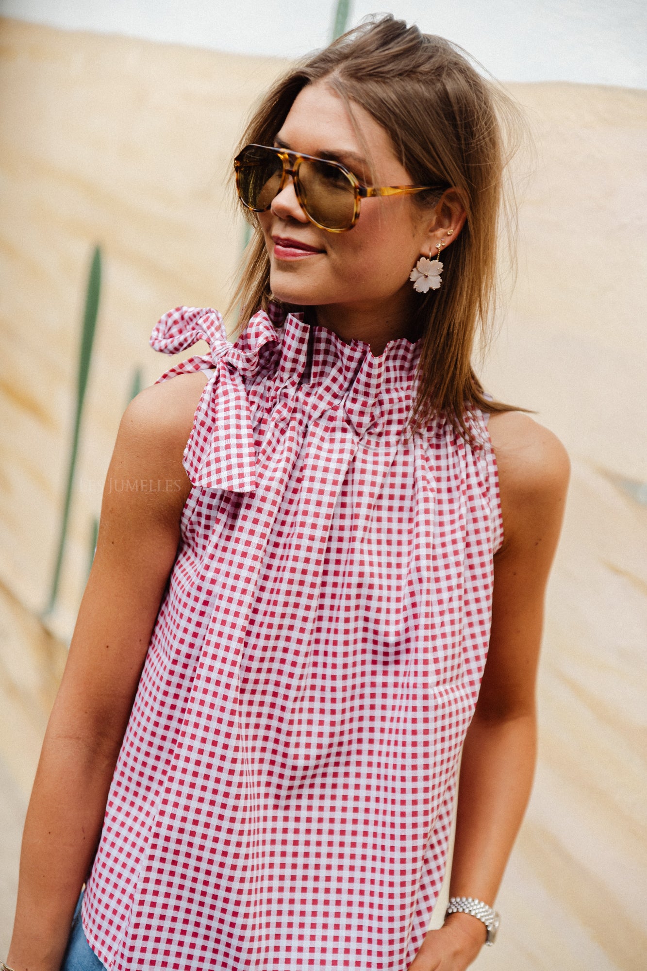 Elise checkered top red