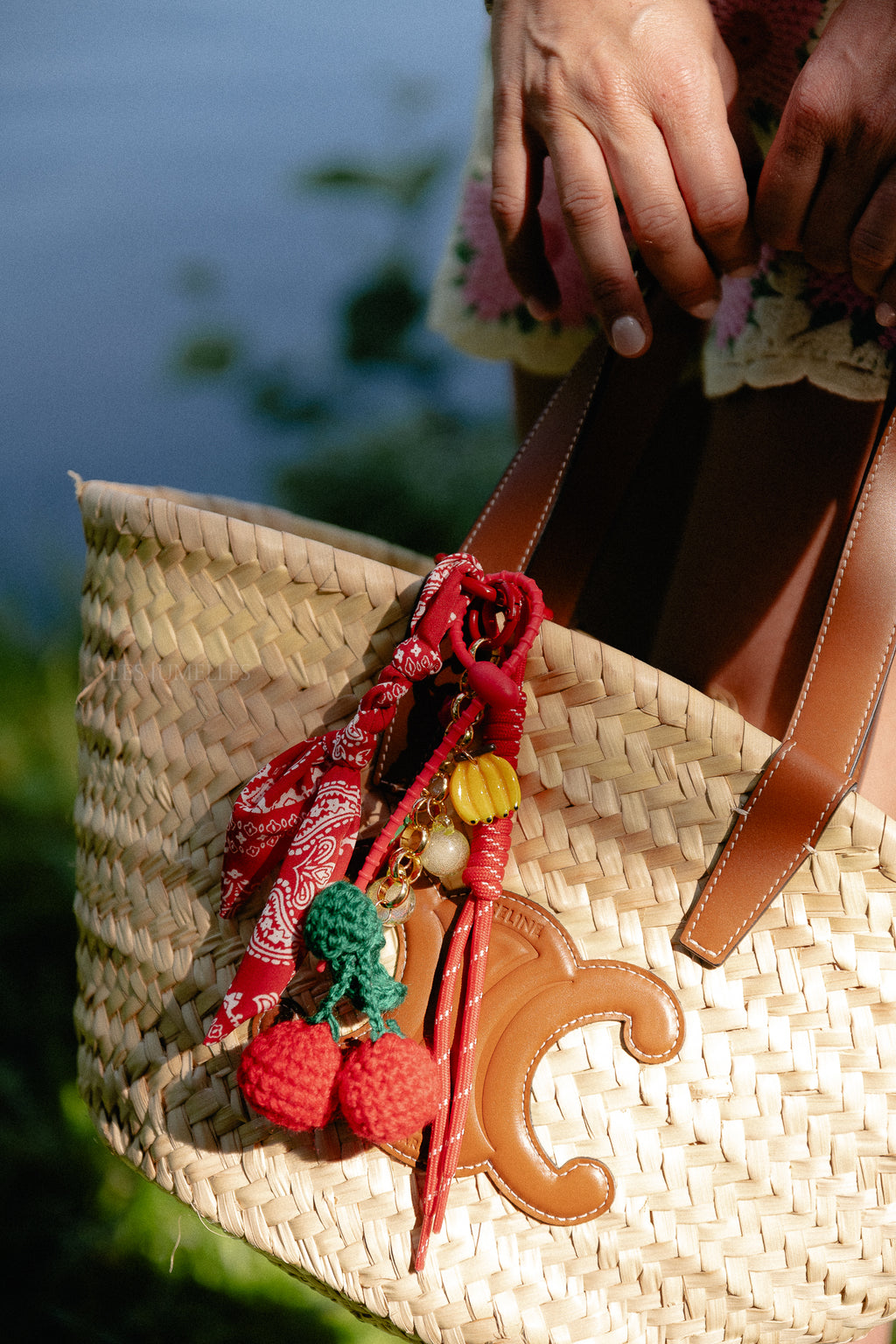 Cherry crochet keychain red