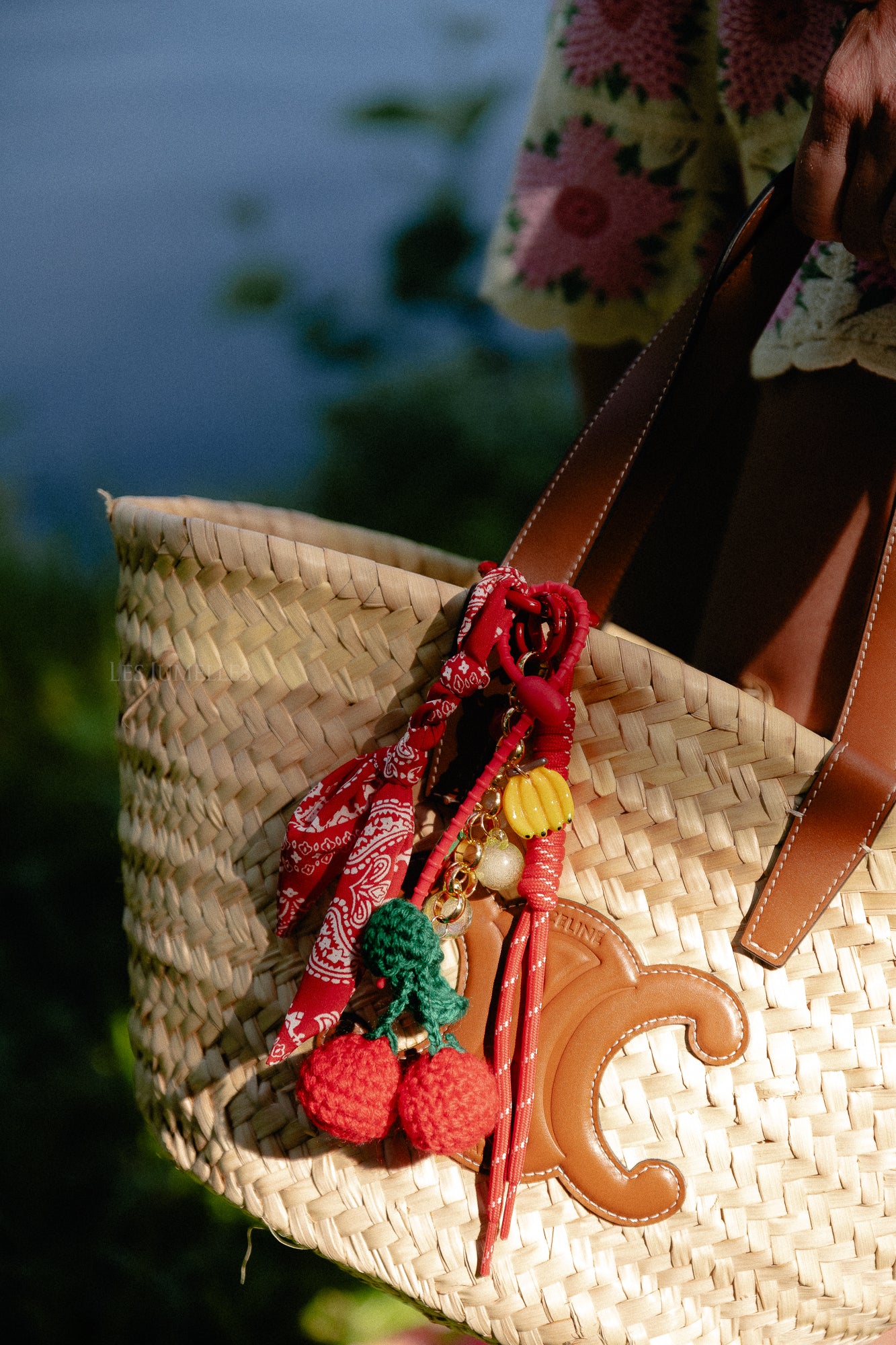 Cherry crochet keychain red