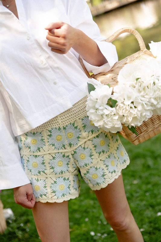 Les Jumelles Lili crochet shorts baby blue