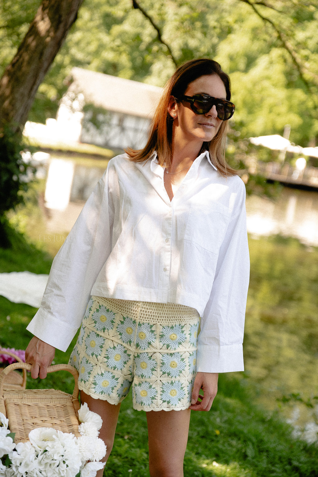 SLFAstha LS cropped boxy shirt white