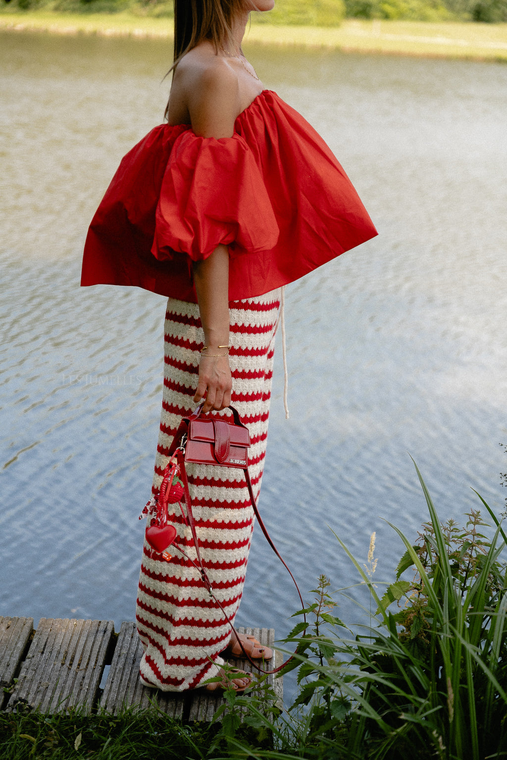 Hannah knitted pants red stripes