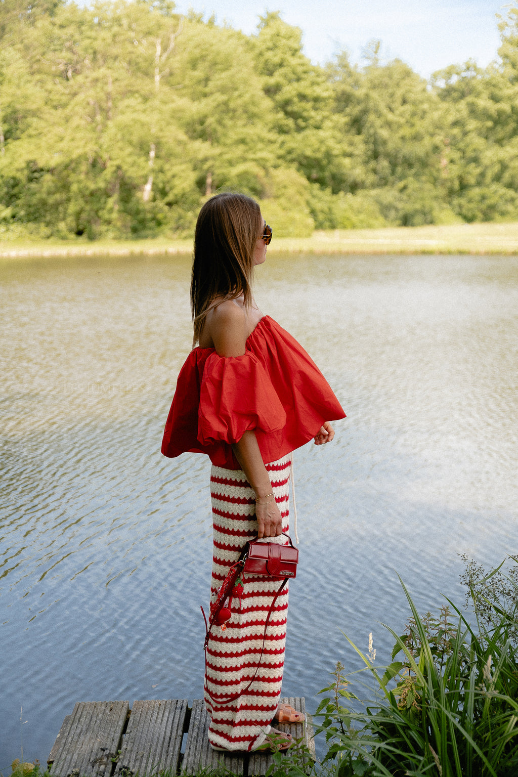 Hannah knitted pants red stripes