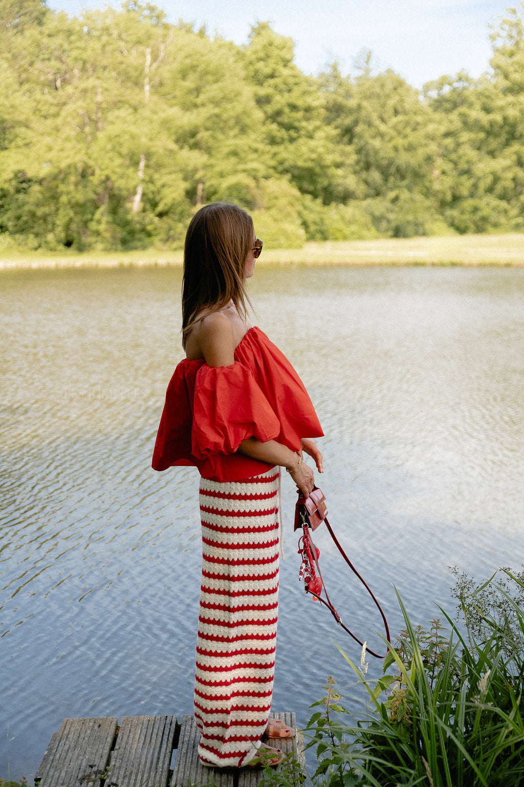 Hannah knitted pants red stripes