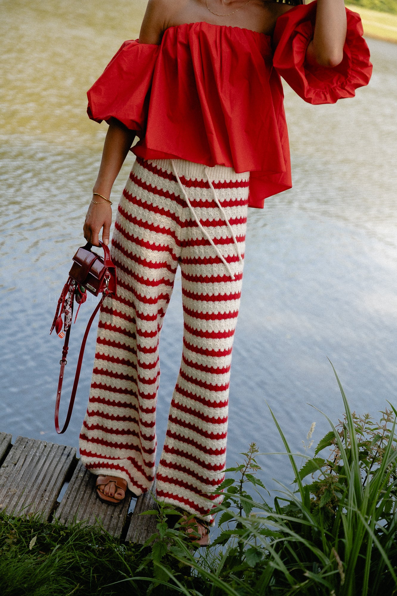 Fran off shoulder cropped blouse coral