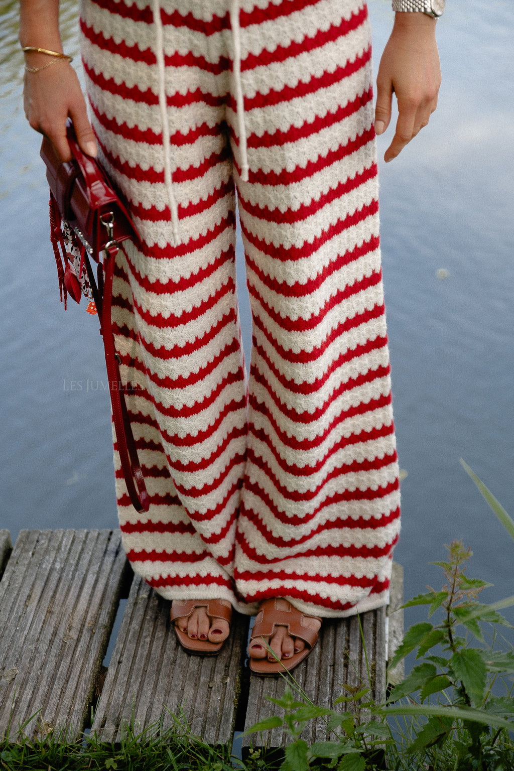 Hannah knitted pants red stripes