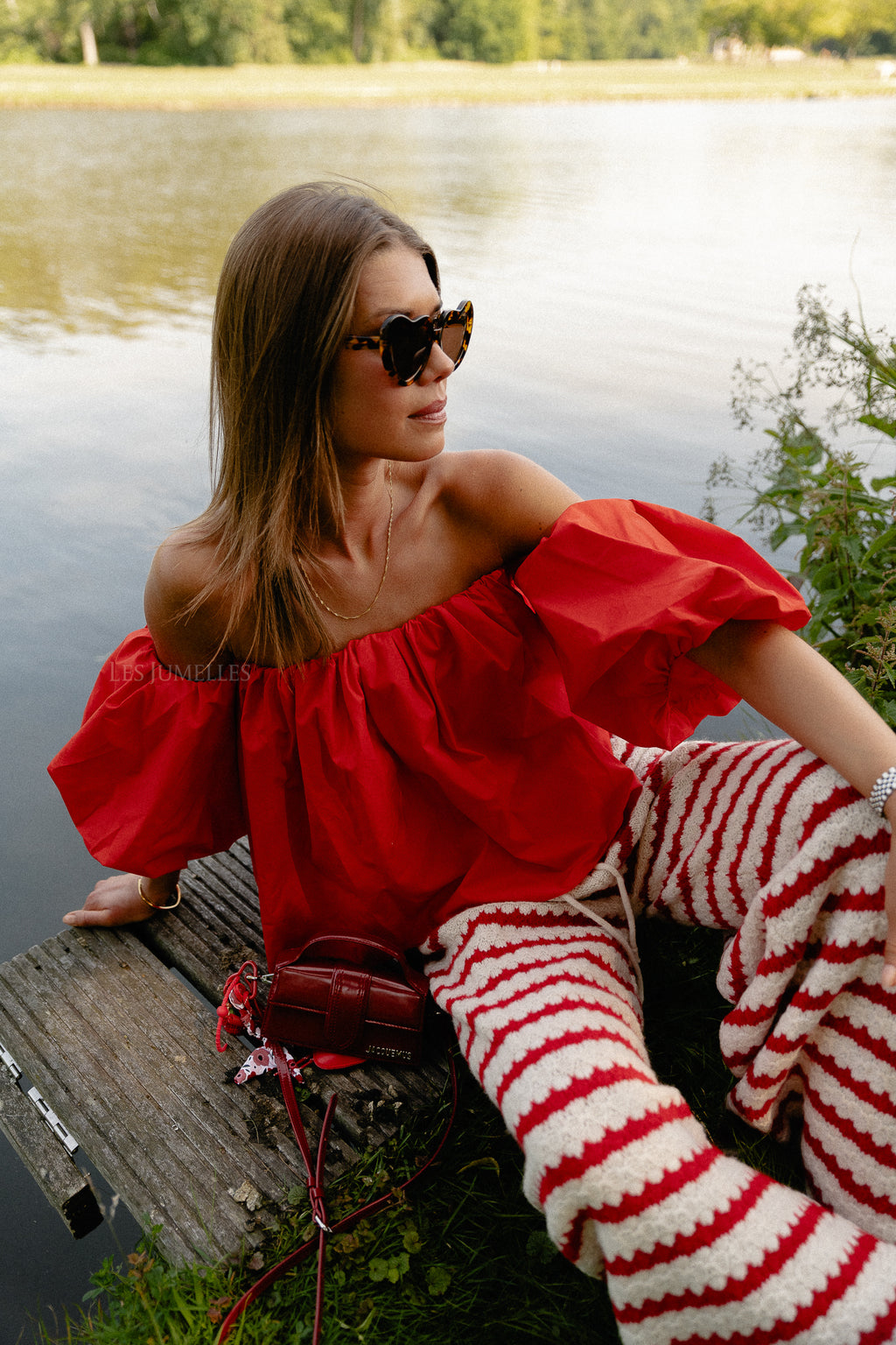Fran off shoulder cropped blouse coral