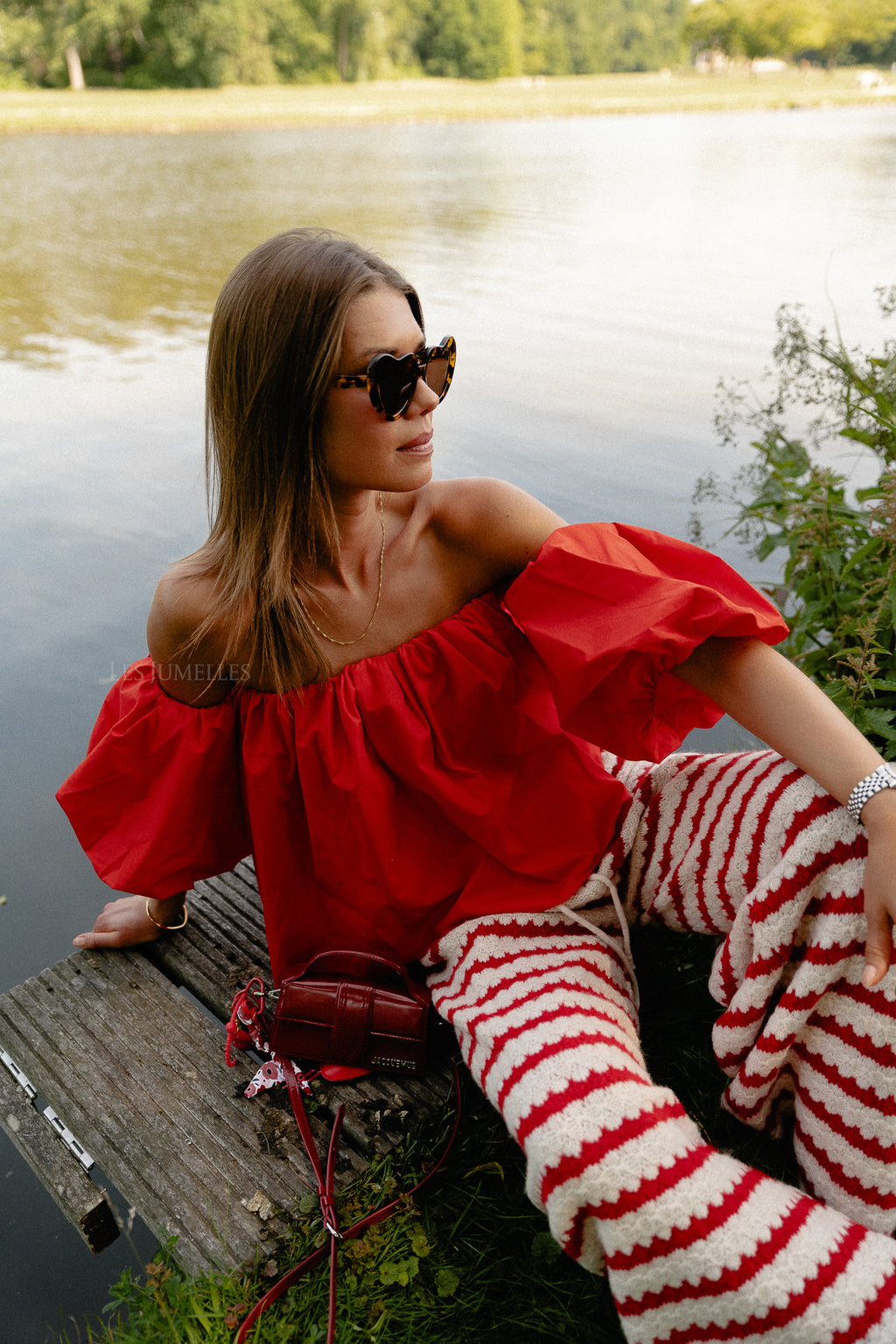 Fran off shoulder cropped blouse coral