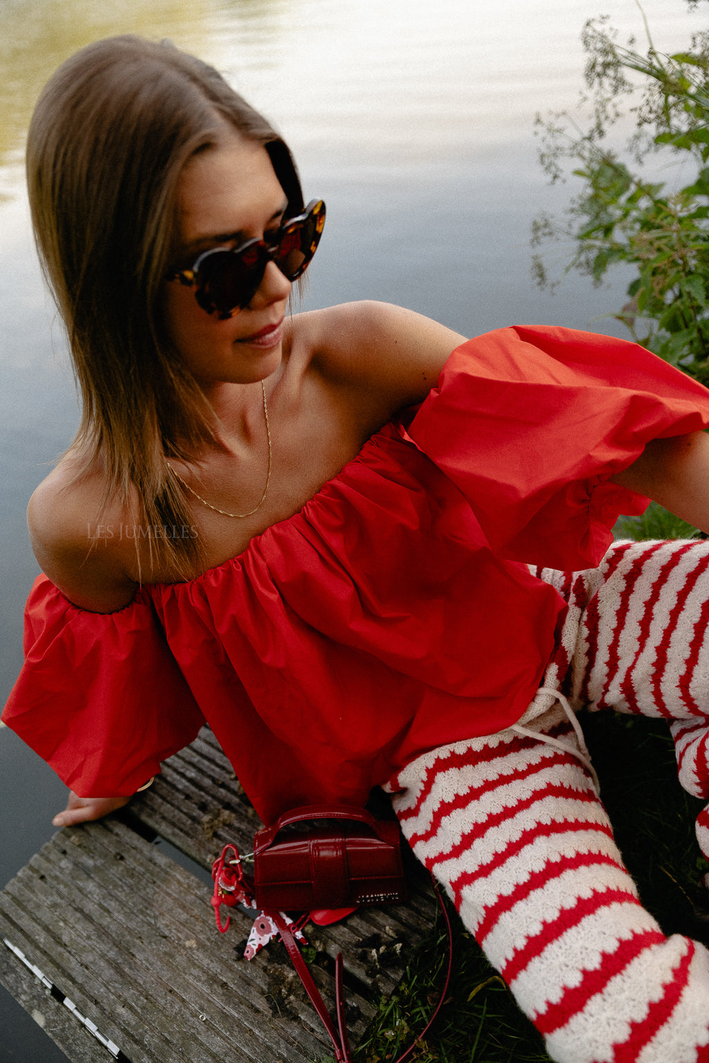 Fran off shoulder cropped blouse coral