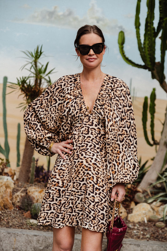 Les Jumelles Claire kurzes Kleid Leopard