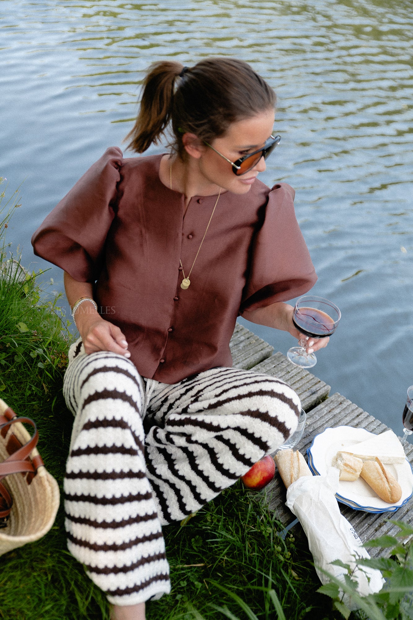 Hannah knitted pants brown stripes