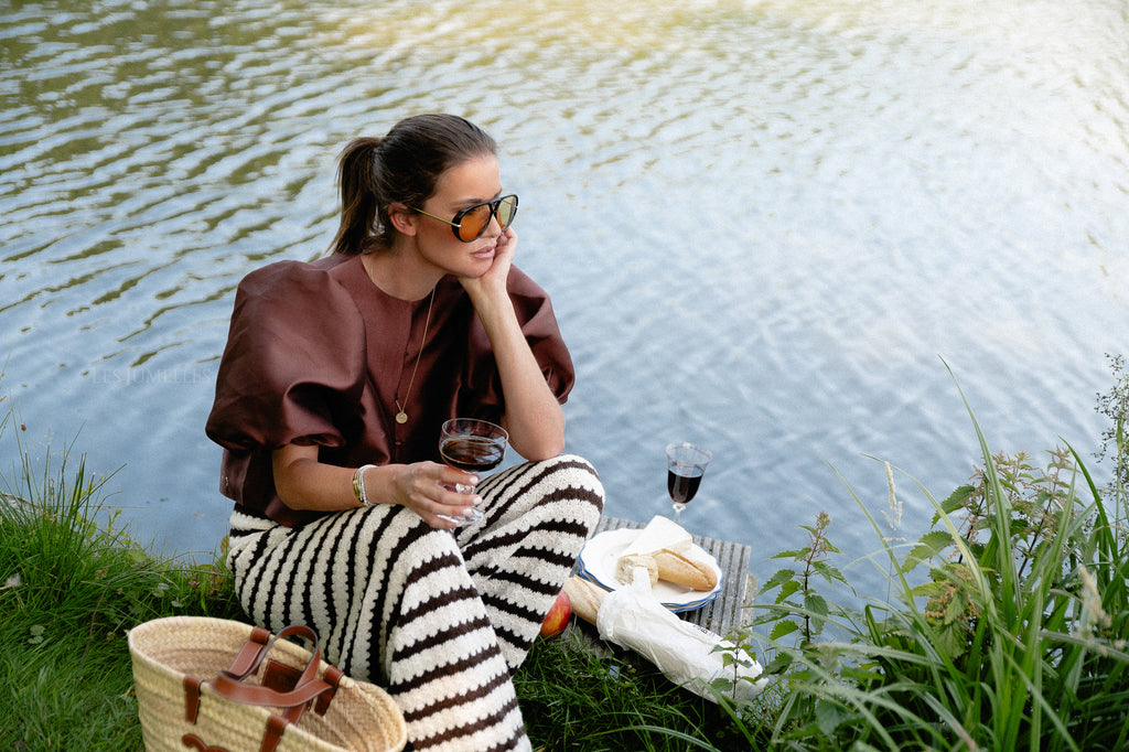 Hannah knitted pants brown stripes