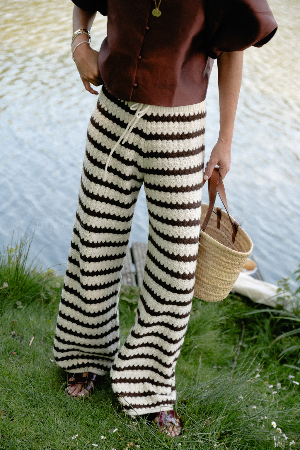 Hannah knitted pants brown stripes