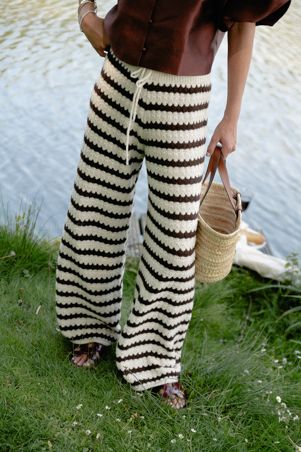 Hannah knitted pants brown stripes