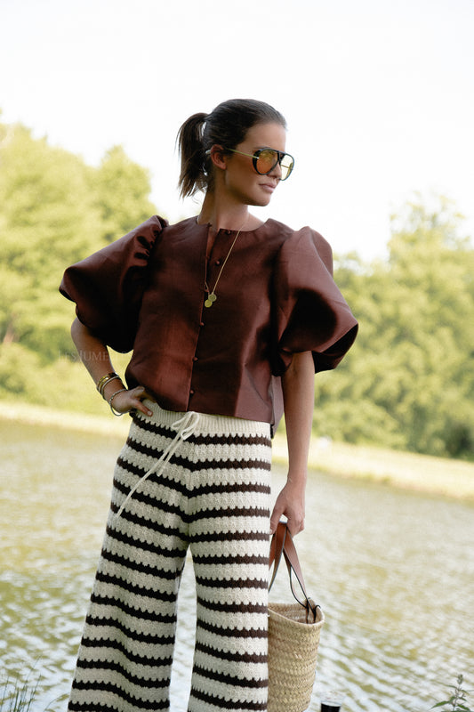 Les Jumelles Charlotte Bluse Schokoladenbraun
