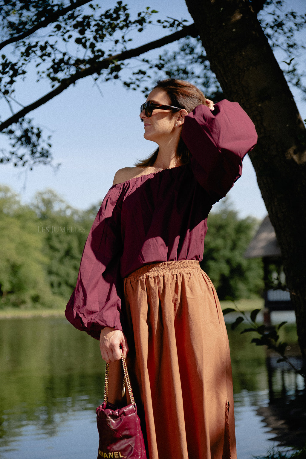 Fran off shoulder blouse aubergine