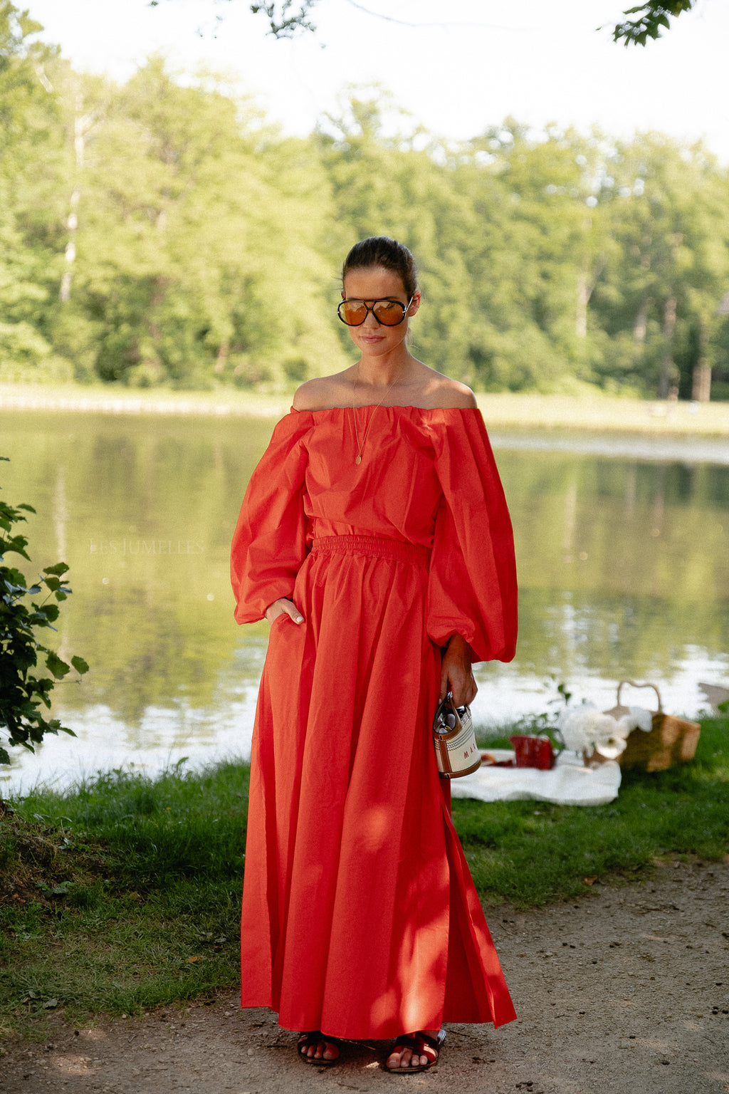 Fran off shoulder blouse coral