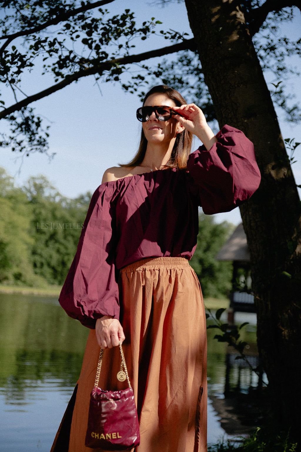 Fran off shoulder blouse aubergine