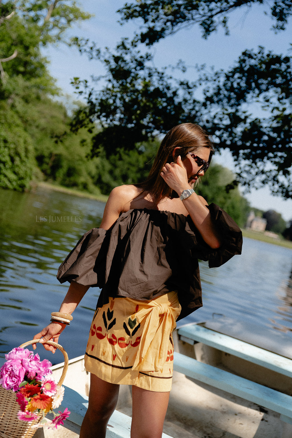 Kaia printed wrap skirt yellow