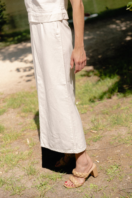 Les Jumelles VIPal HW ankle denim skirt white