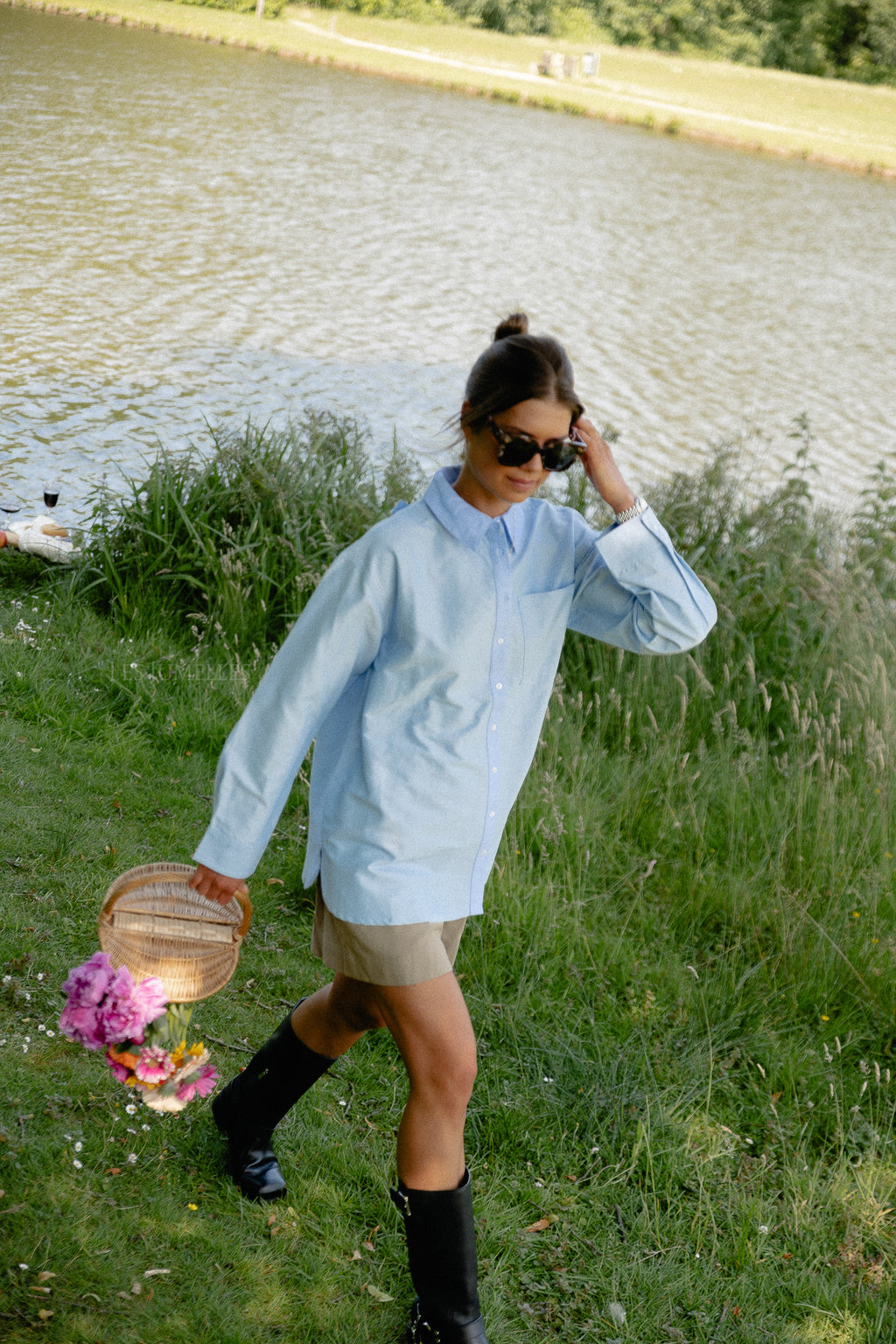 OBJZane LO L/S shirt cornflower blue