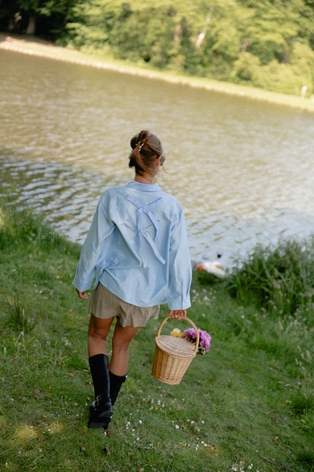 OBJZane LO L/S shirt cornflower blue