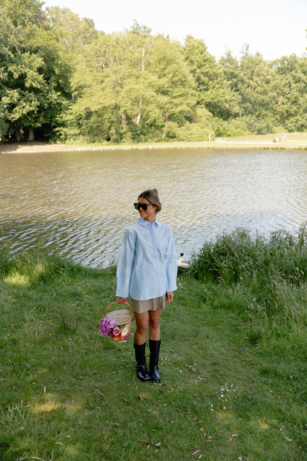 OBJZane LO L/S shirt cornflower blue