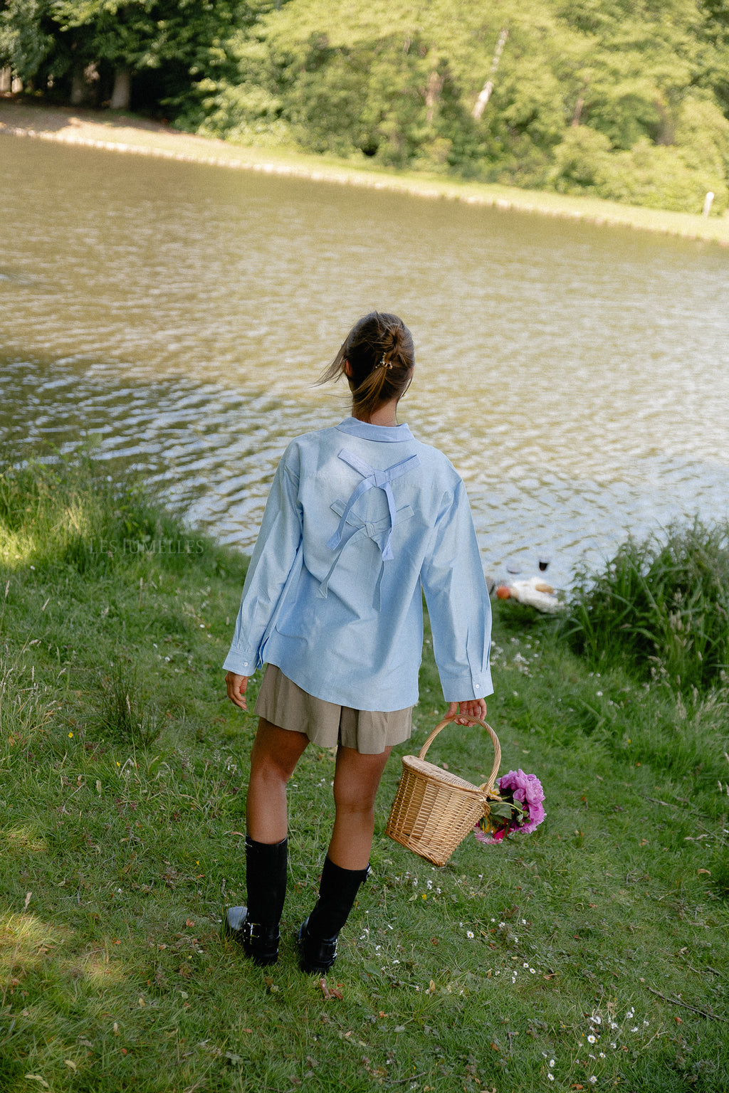 OBJZane LO L/S shirt cornflower blue
