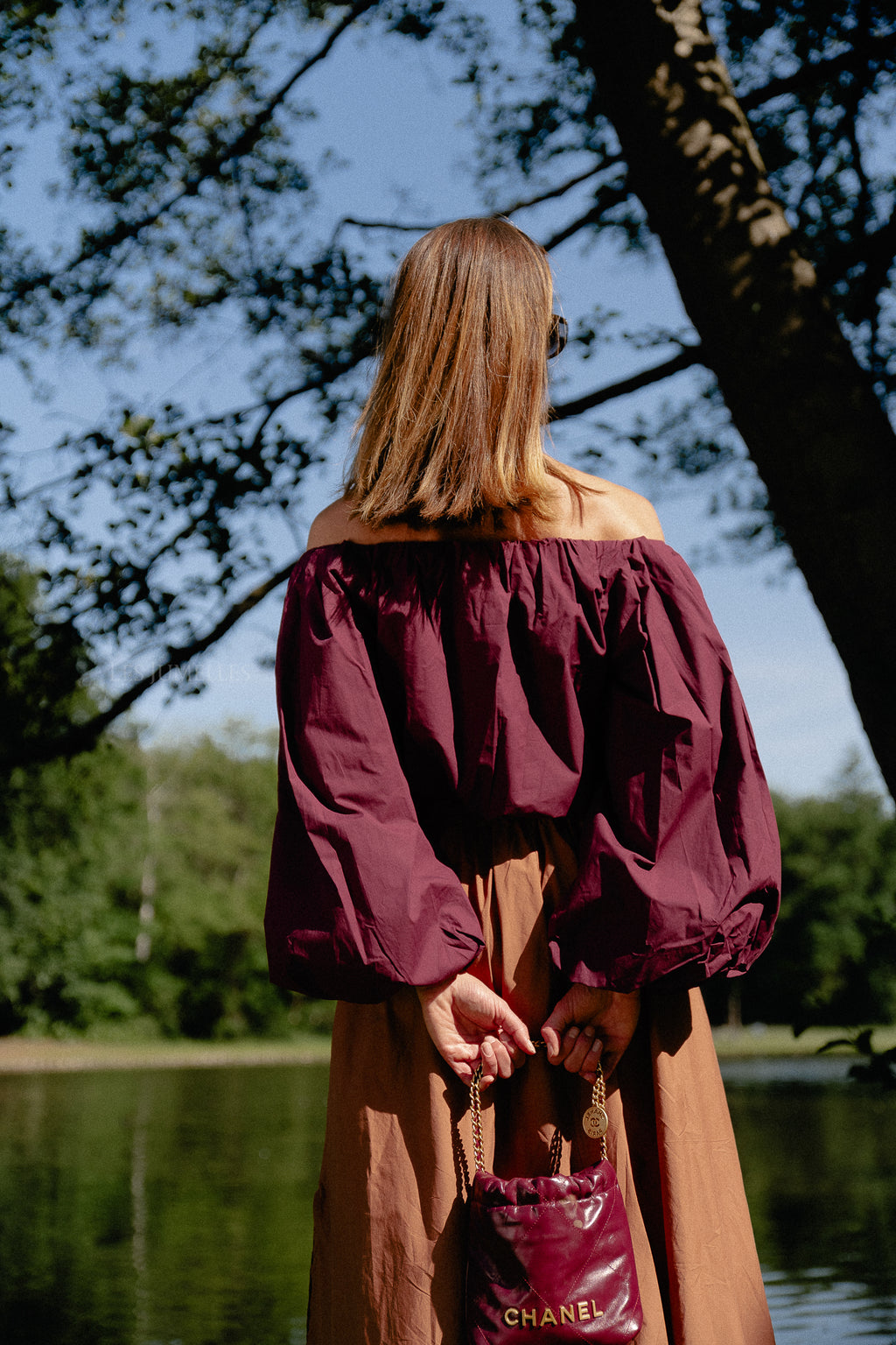 Fran off shoulder blouse aubergine
