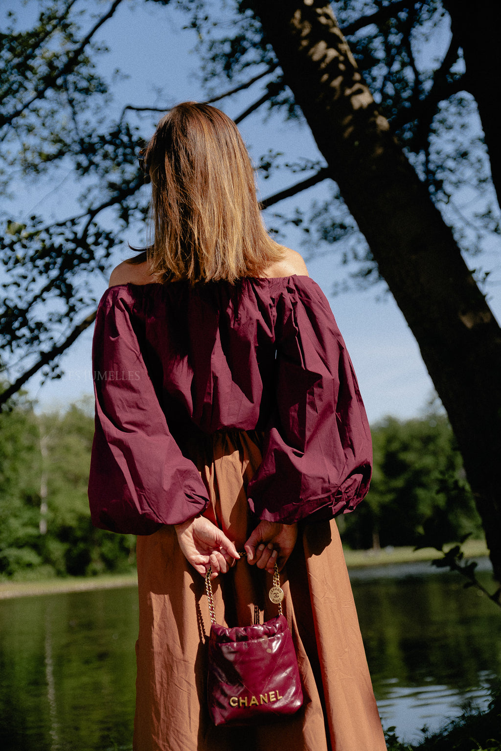 Fran off shoulder blouse aubergine
