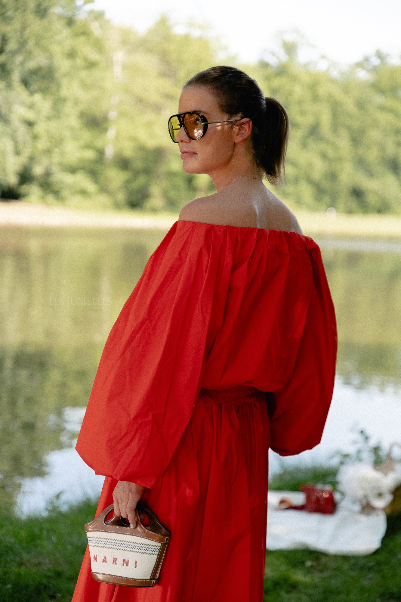 Fran off shoulder blouse coral