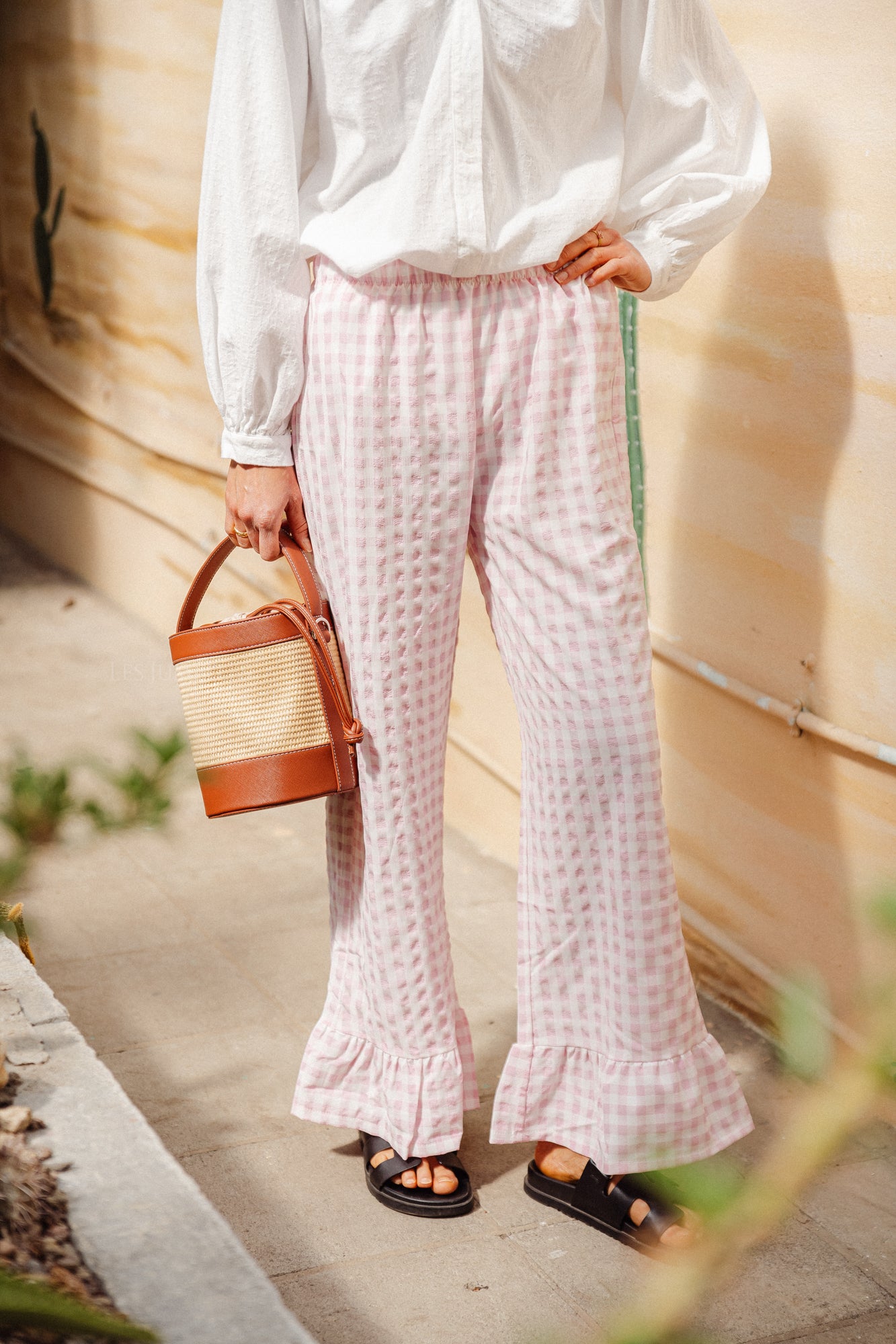 Florence checkered pants pink