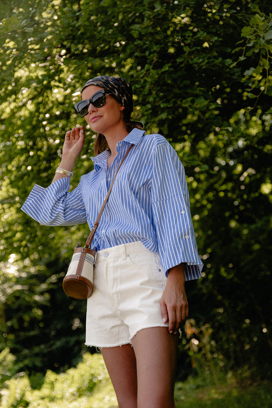 Les Jumelles Nellie shirt blue/white stripes