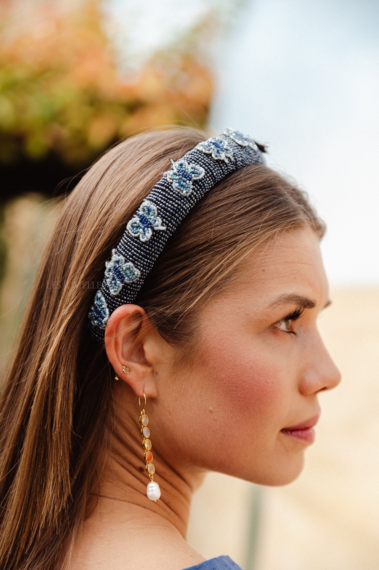 Adonia Midi-Perlen-Haarspange, Sargasso-Meerblau