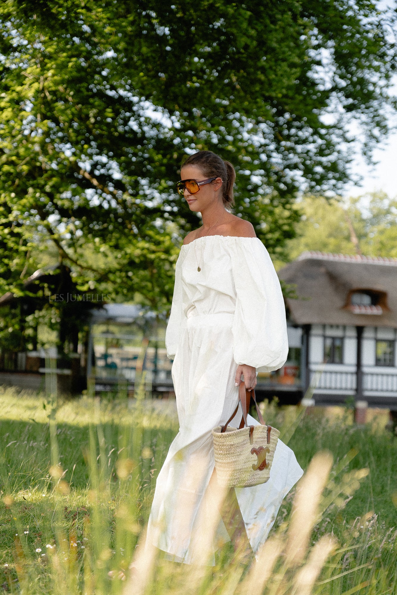Fran Off-Shoulder-Bluse weiß