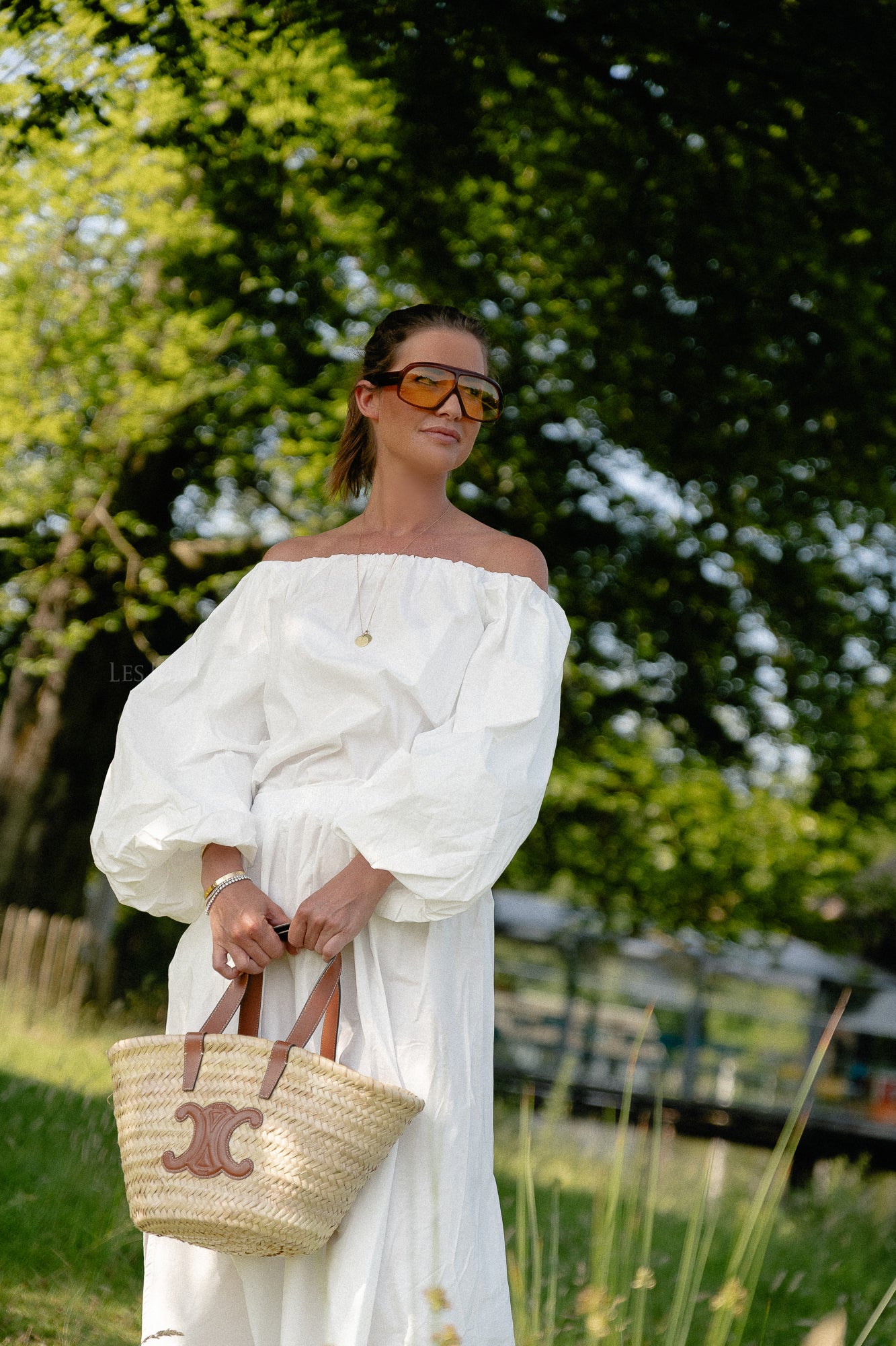 Fran Off-Shoulder-Bluse weiß