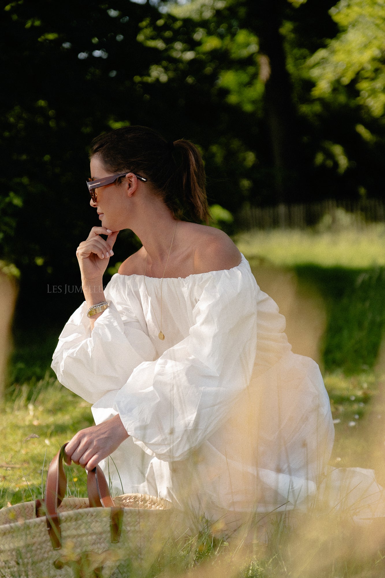Fran Off-Shoulder-Bluse weiß