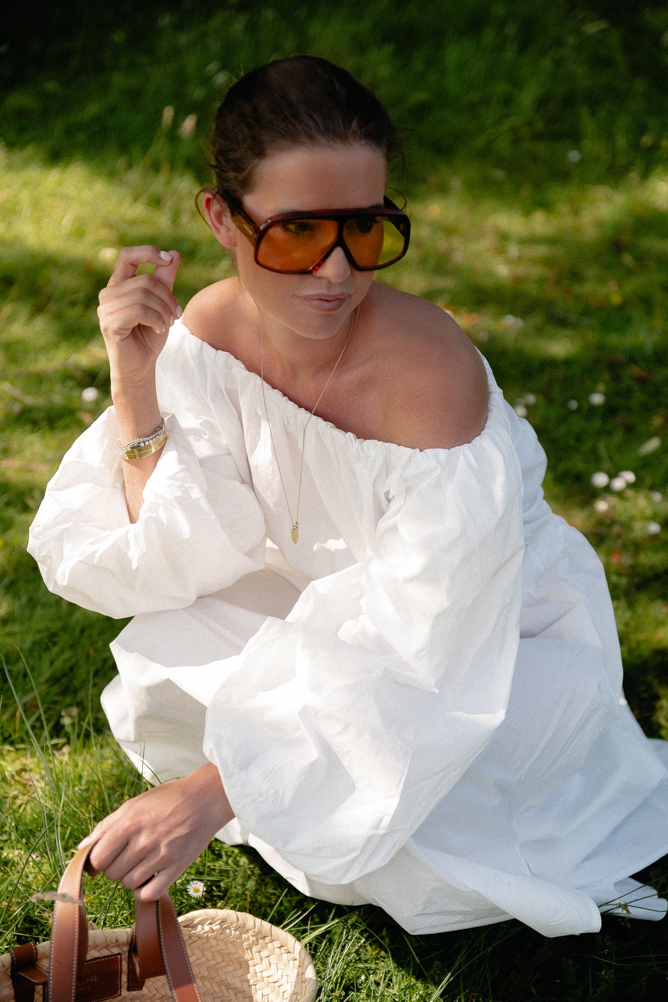 Fran Off-Shoulder-Bluse weiß