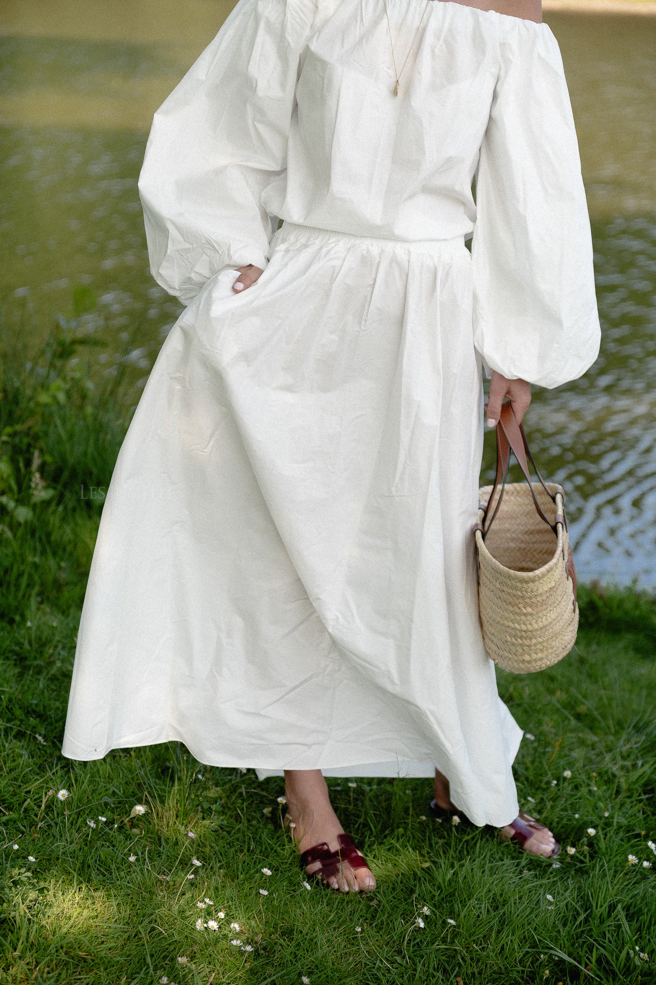 Fran Off-Shoulder-Bluse weiß