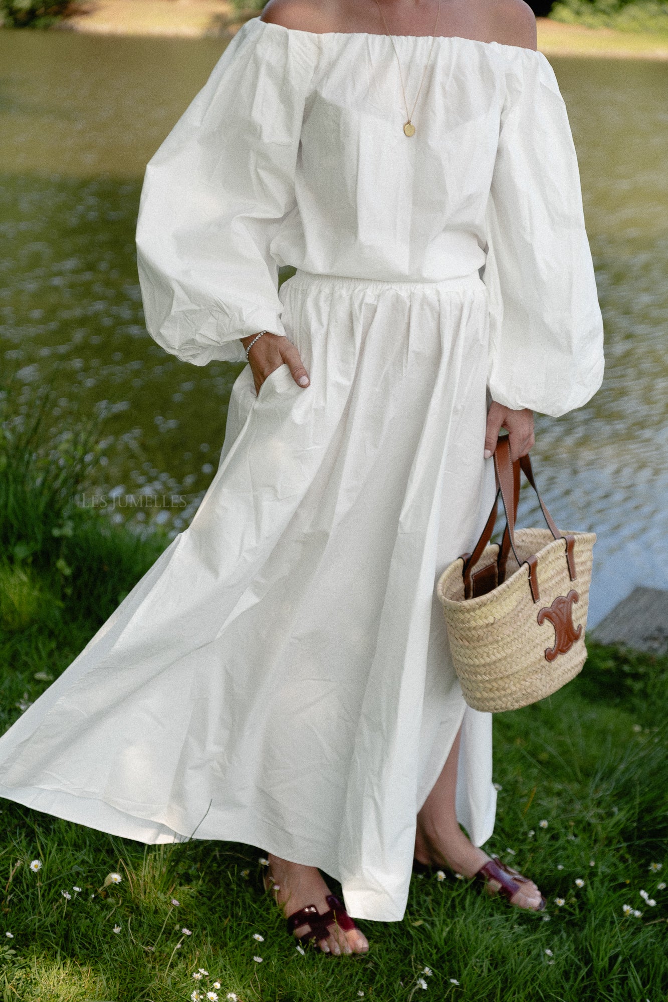 Fran Off-Shoulder-Bluse weiß