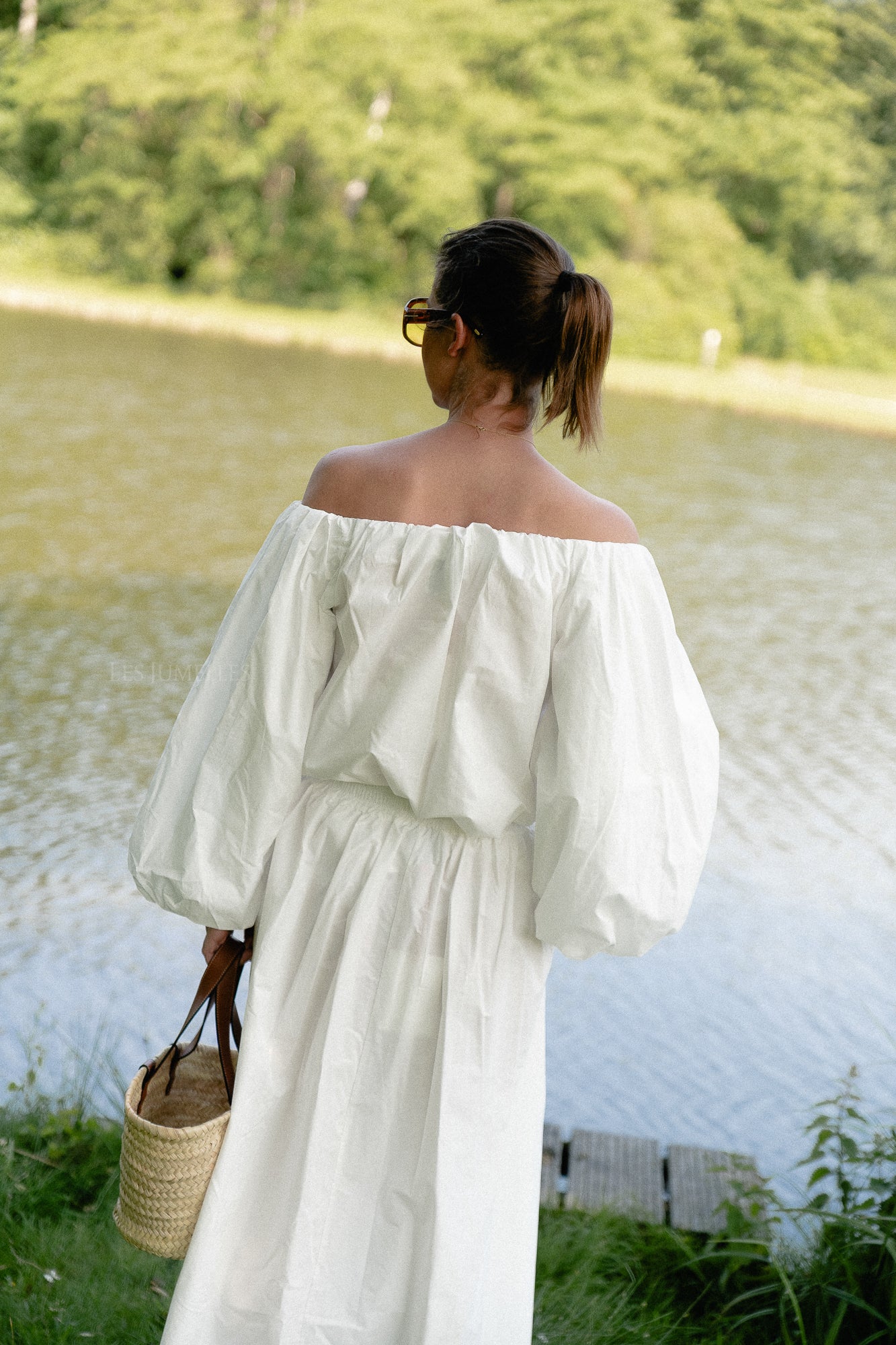 Fran Off-Shoulder-Bluse weiß