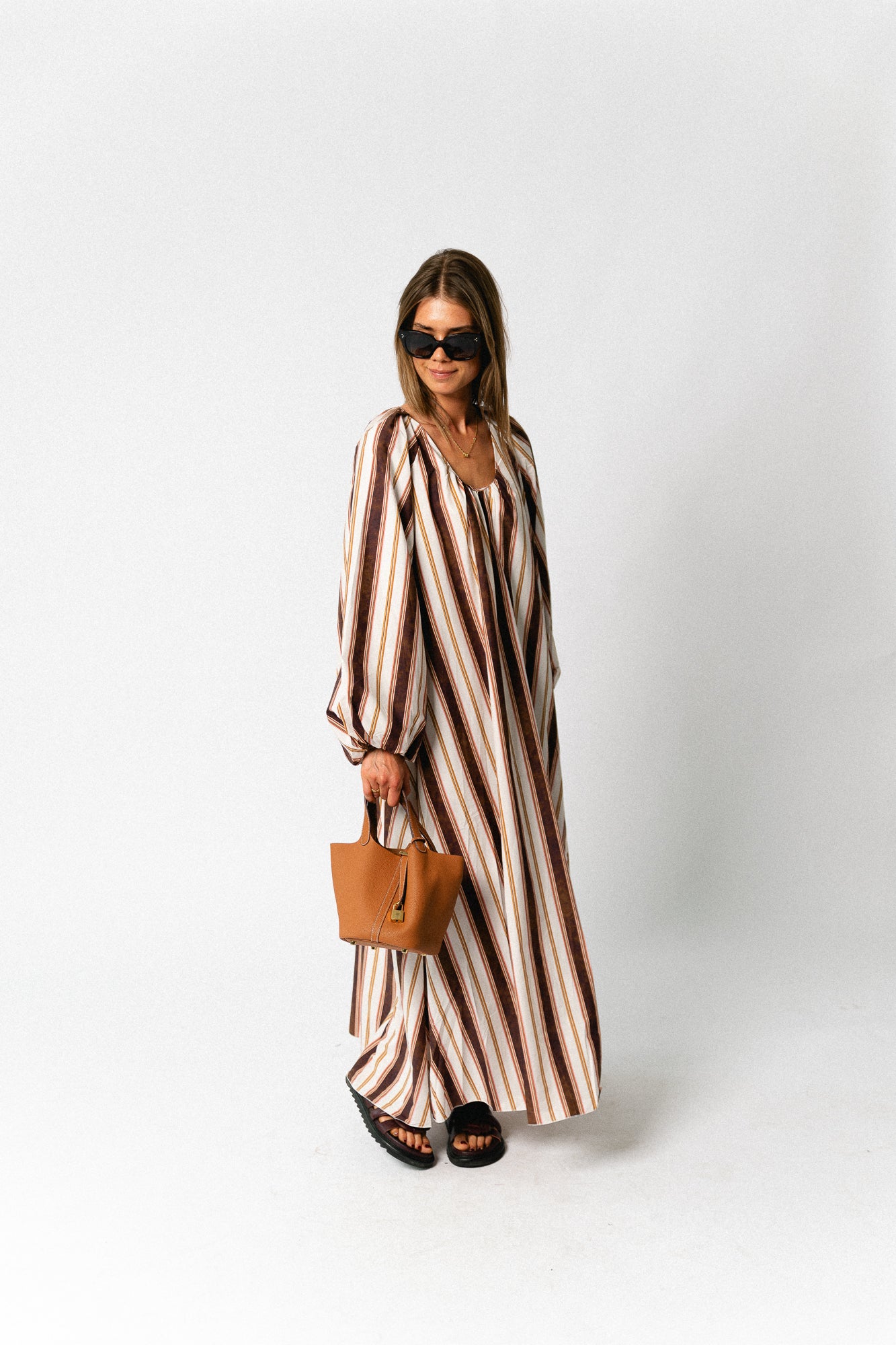 Brigitte dress hot chocolate stripes