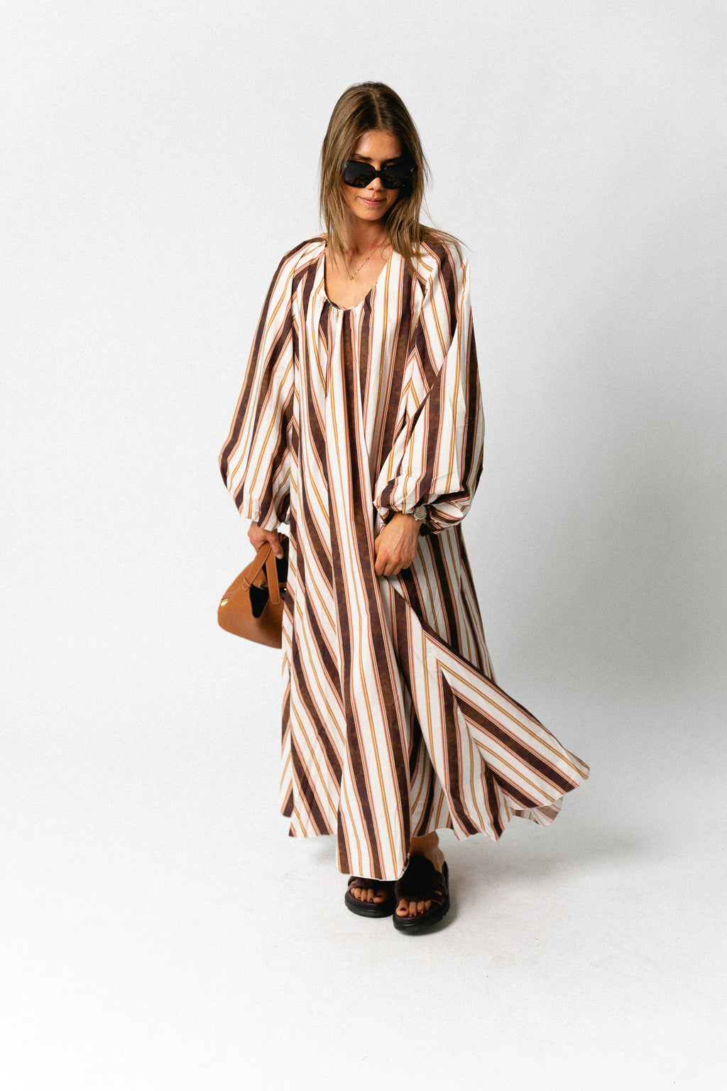 Brigitte dress hot chocolate stripes