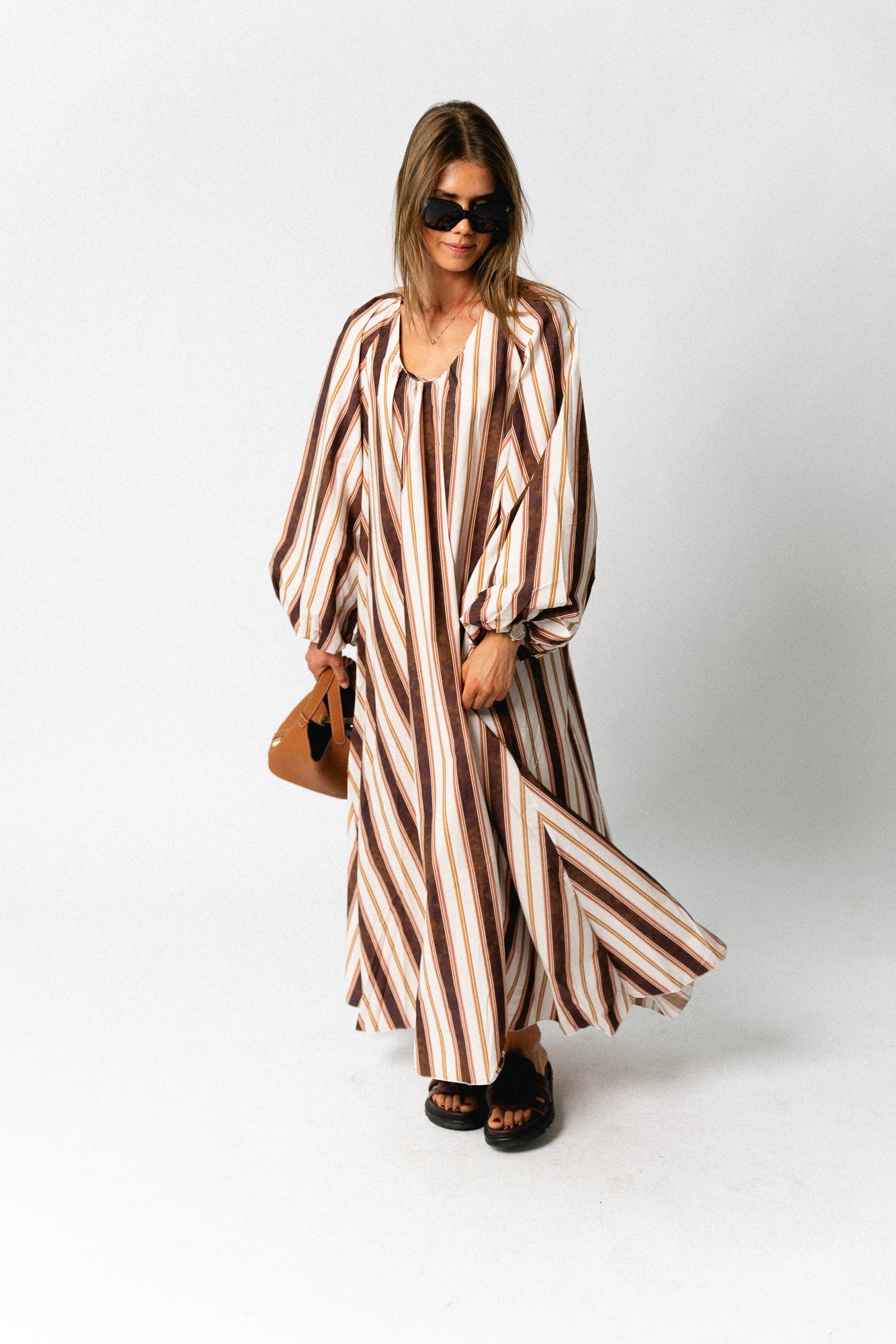 Brigitte dress hot chocolate stripes