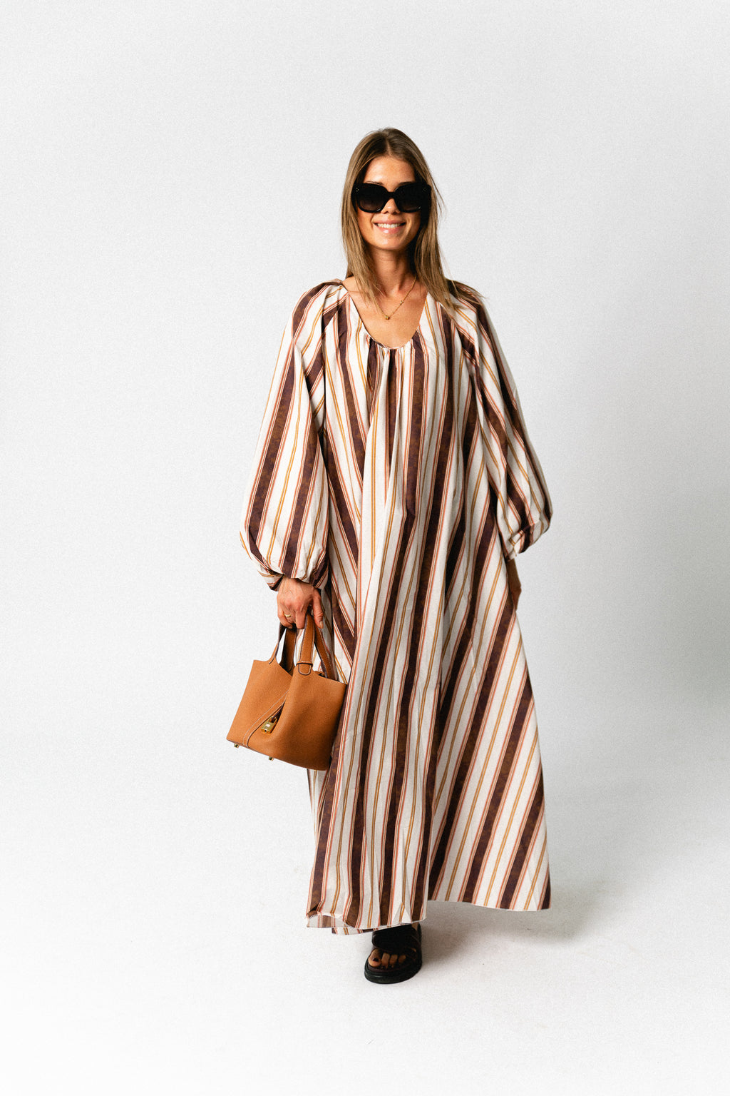 Brigitte dress hot chocolate stripes