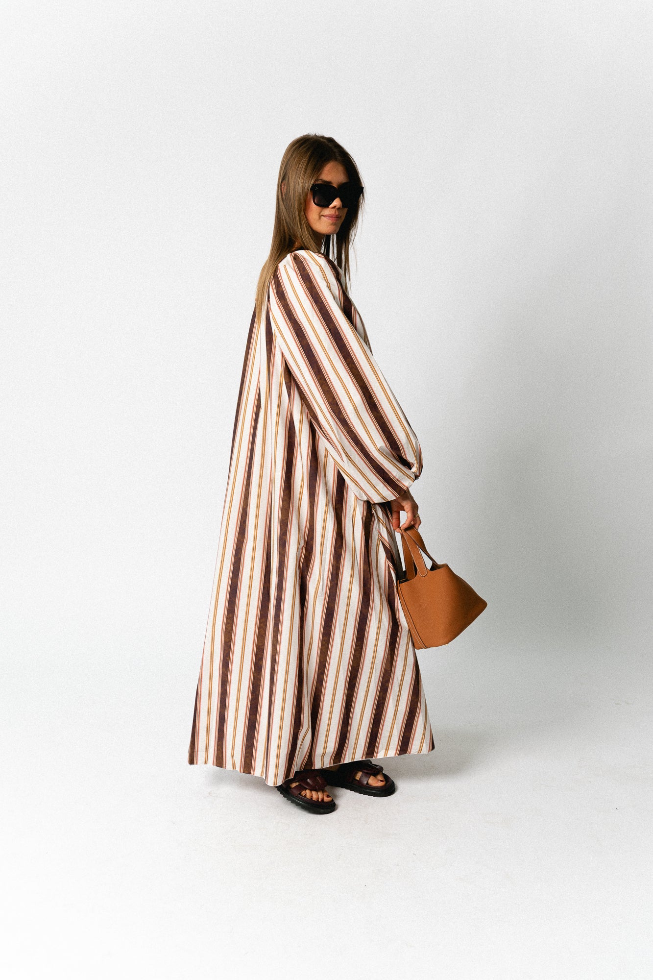 Brigitte dress hot chocolate stripes