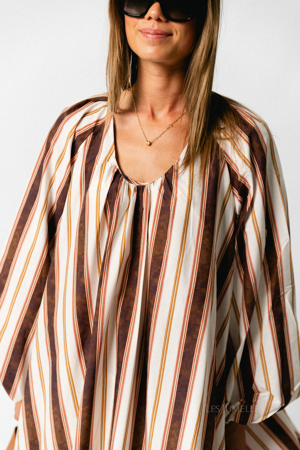 Brigitte dress hot chocolate stripes